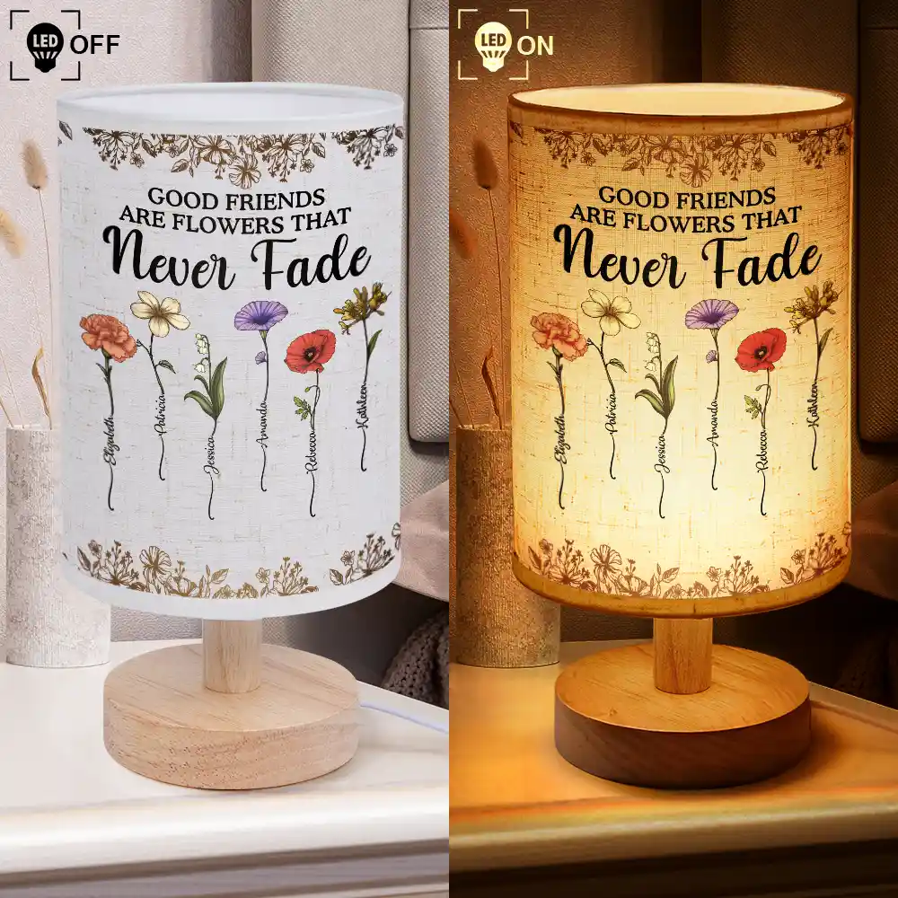 Grow An Old Friend Birth Flower - Personalized Fabric Lamp - Image 4