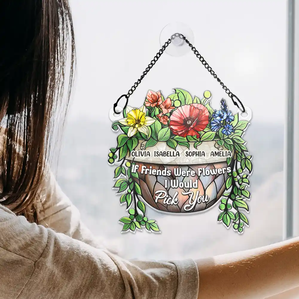 Grow An Old Friend Birth Flower - Personalized Window Hanging Suncatcher Ornament - Image 4