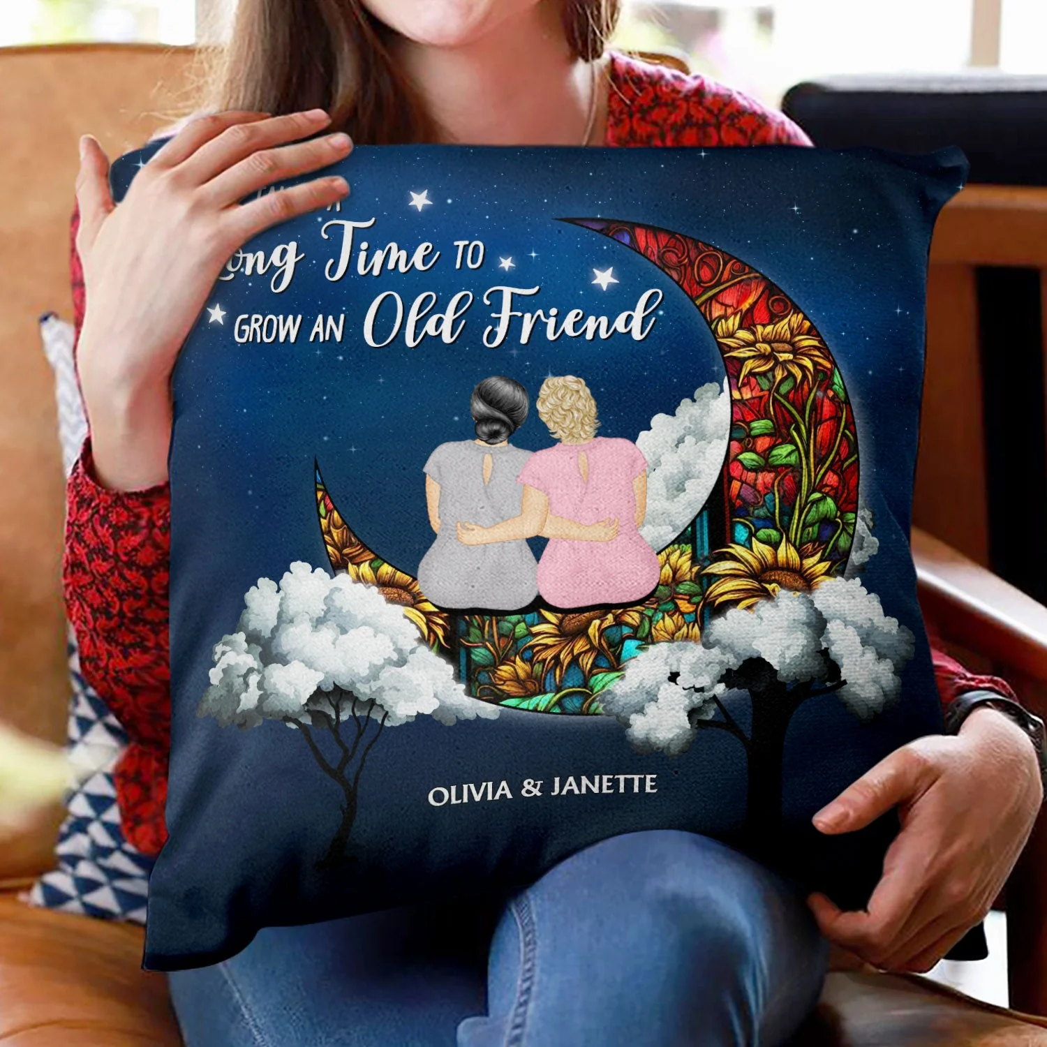 Grow An Old Friend - Gift For Bestie - Personalized Pillow - Image 2