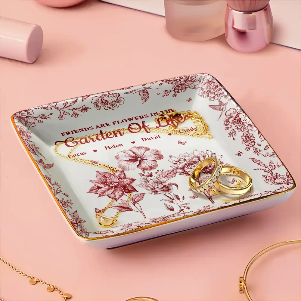 Grow An Old Friend Toile Birth Flower - Personalized Ring Dish - Image 3