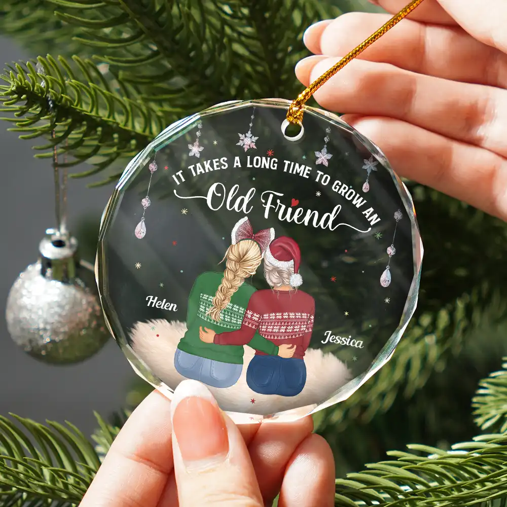 Grow An Old Friends - Personalized Circle Glass Ornament - Image 2