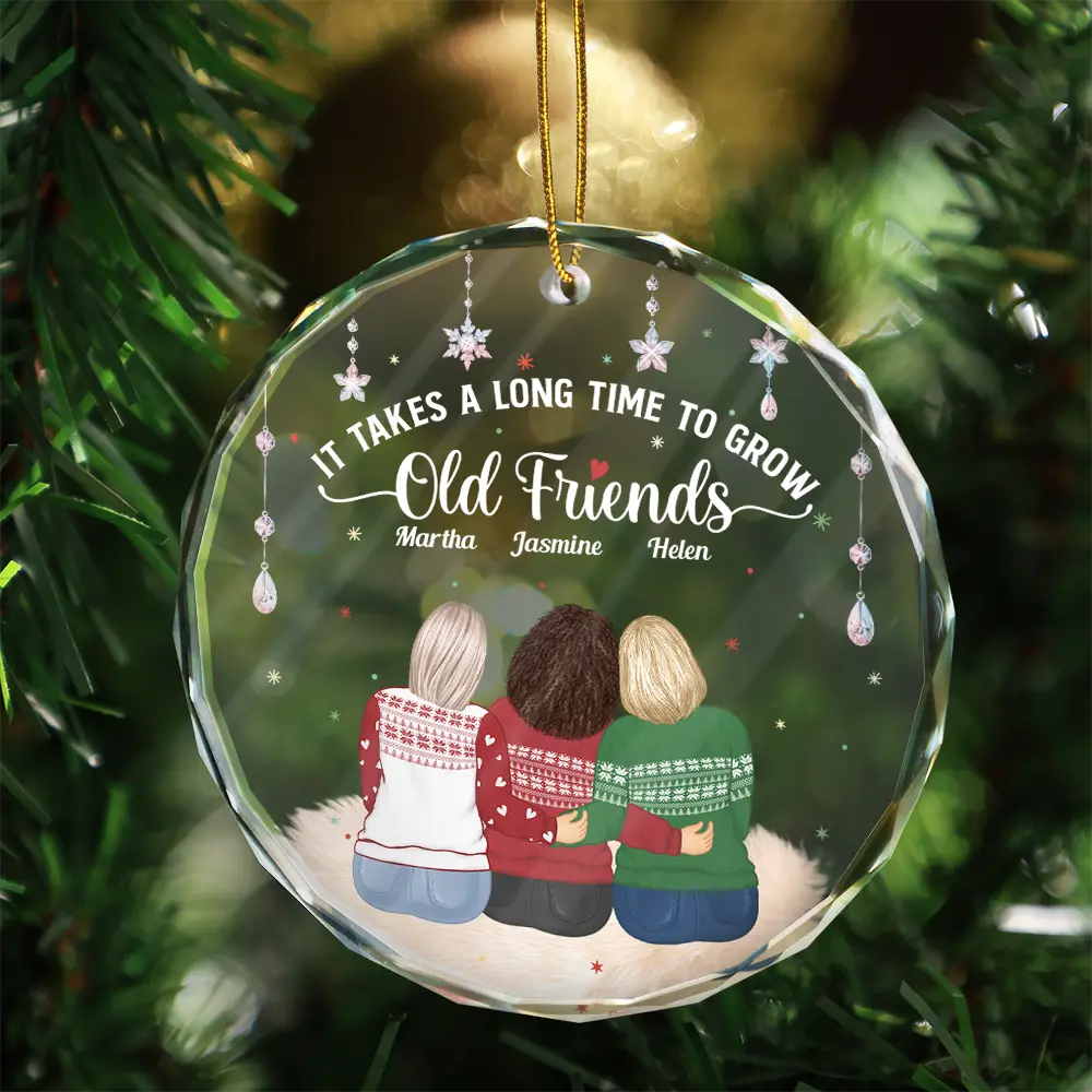 Grow An Old Friends - Personalized Circle Glass Ornament - Image 3