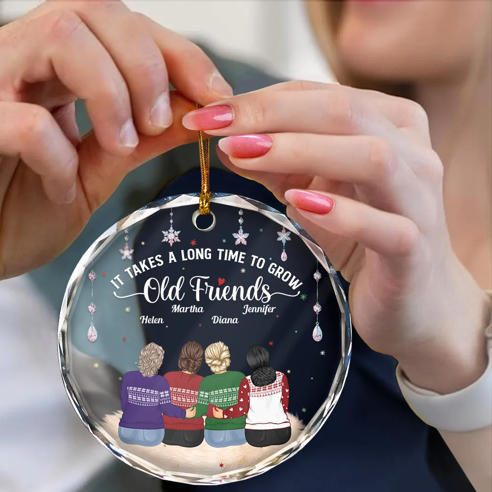Grow An Old Friends - Personalized Circle Glass Ornament - Image 4