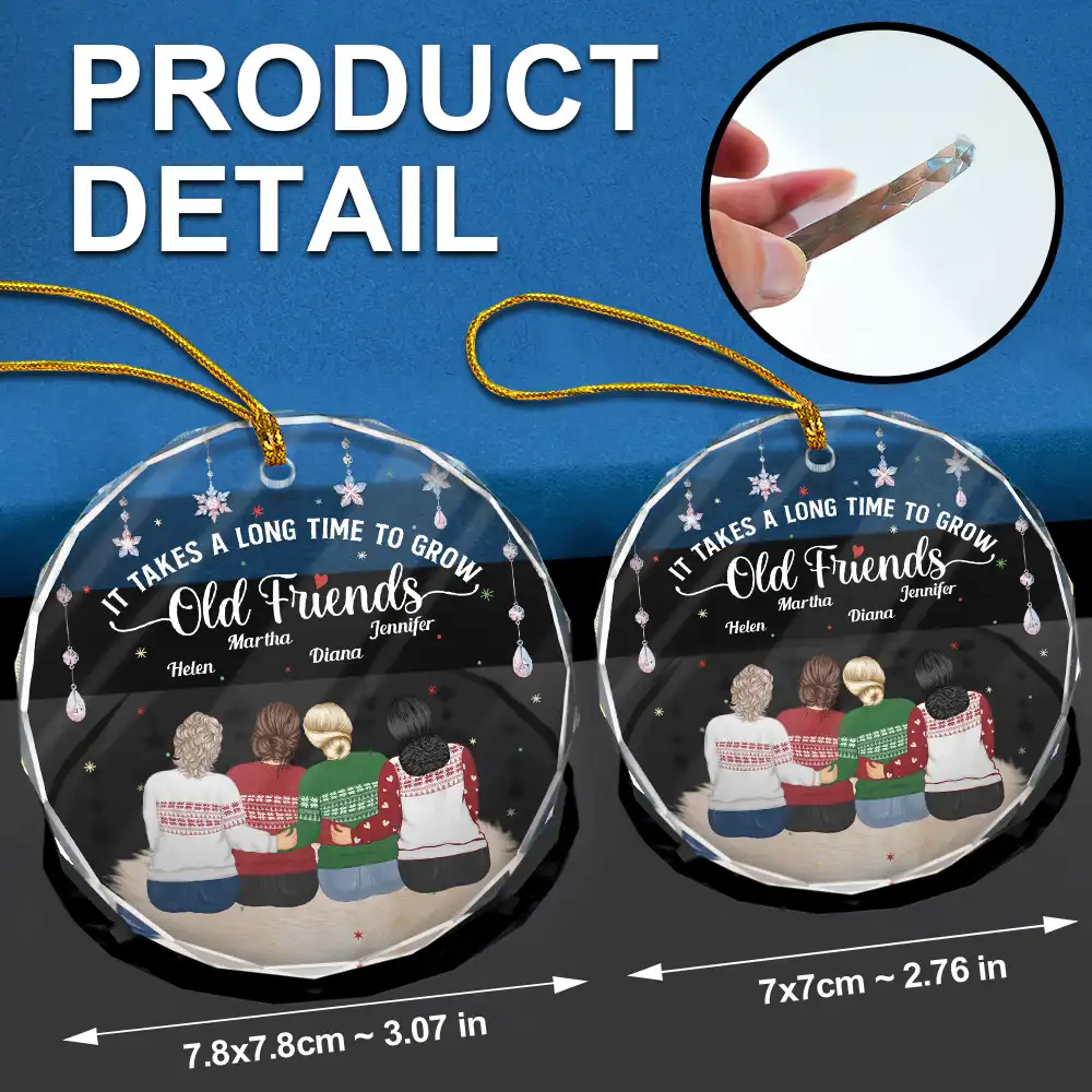 Grow An Old Friends - Personalized Circle Glass Ornament - Image 6