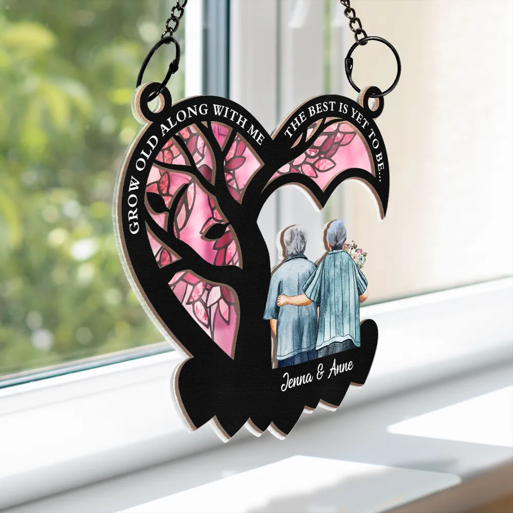 Grow Old Along With Me - Personalized Window Hanging Suncatcher Ornament - Image 3