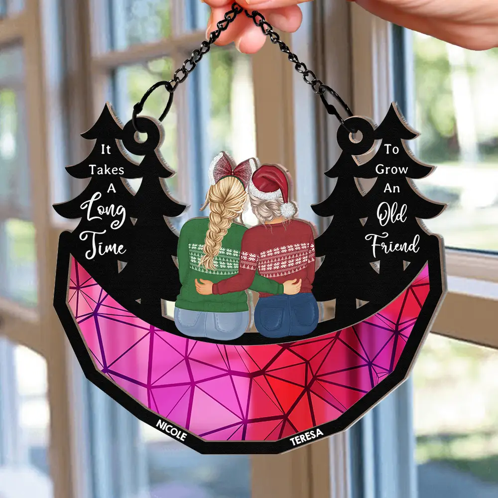 Grow Old Friends - Personalized Window Hanging Suncatcher Ornament - Image 2