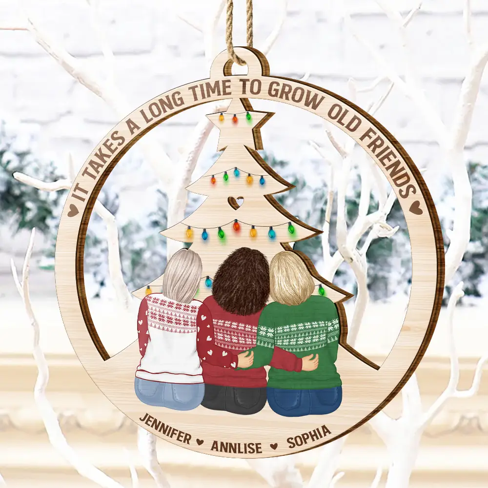 Grow Old Friends - Personalized Wooden Cutout Ornament - Image 4