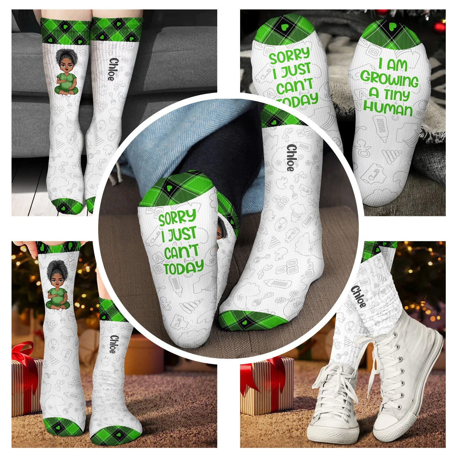 Growing A Tiny Human - Pregnancy Gift, New Mom Gifts, Mom Socks, Expecting Mom, Baby Shower Gift - Personalized Socks - Image 4
