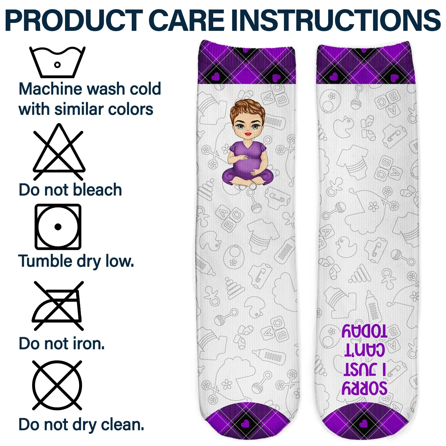 Growing A Tiny Human - Pregnancy Gift, New Mom Gifts, Mom Socks, Expecting Mom, Baby Shower Gift - Personalized Socks - Image 6