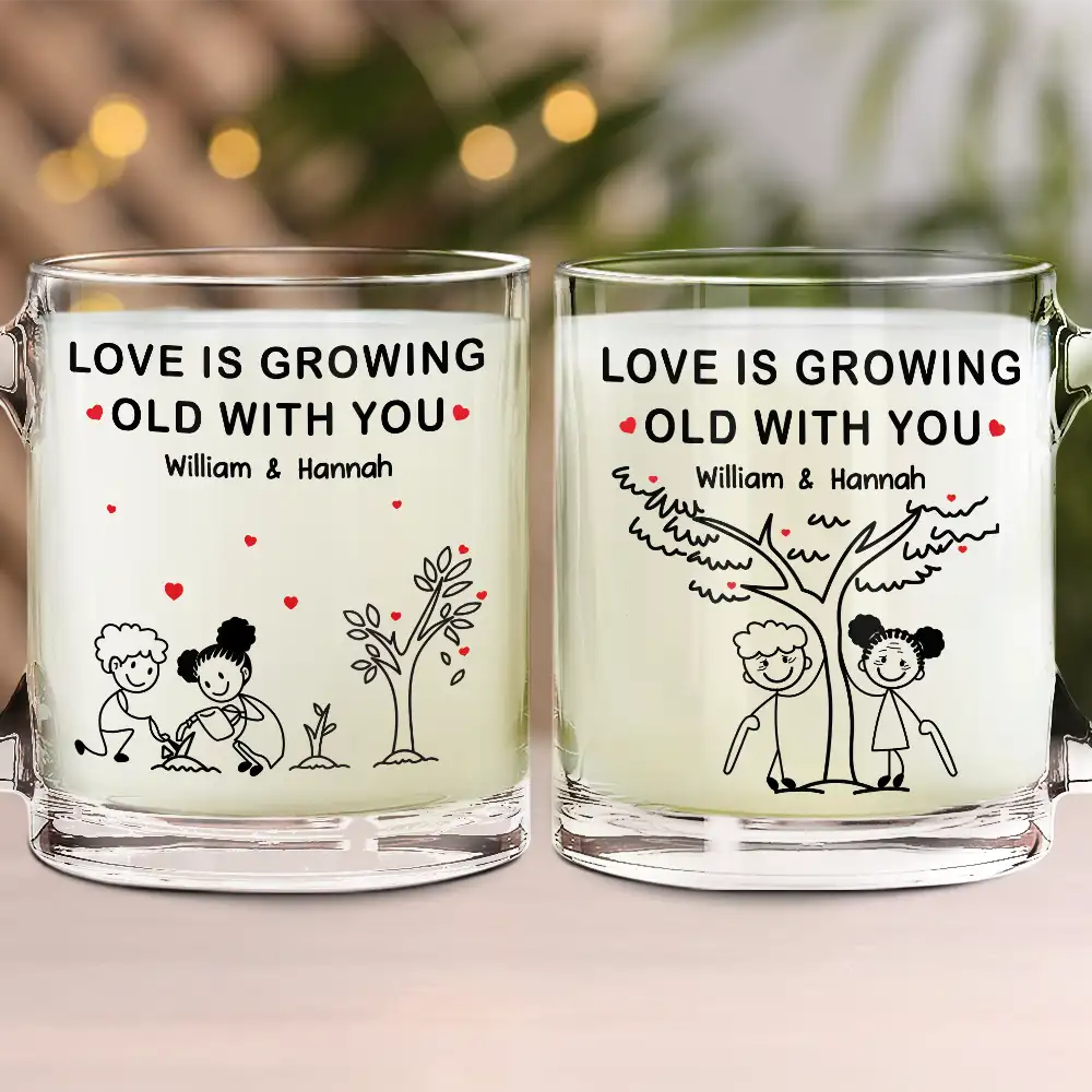 Growing Old With You - Personalized Glass Mug - Image 2