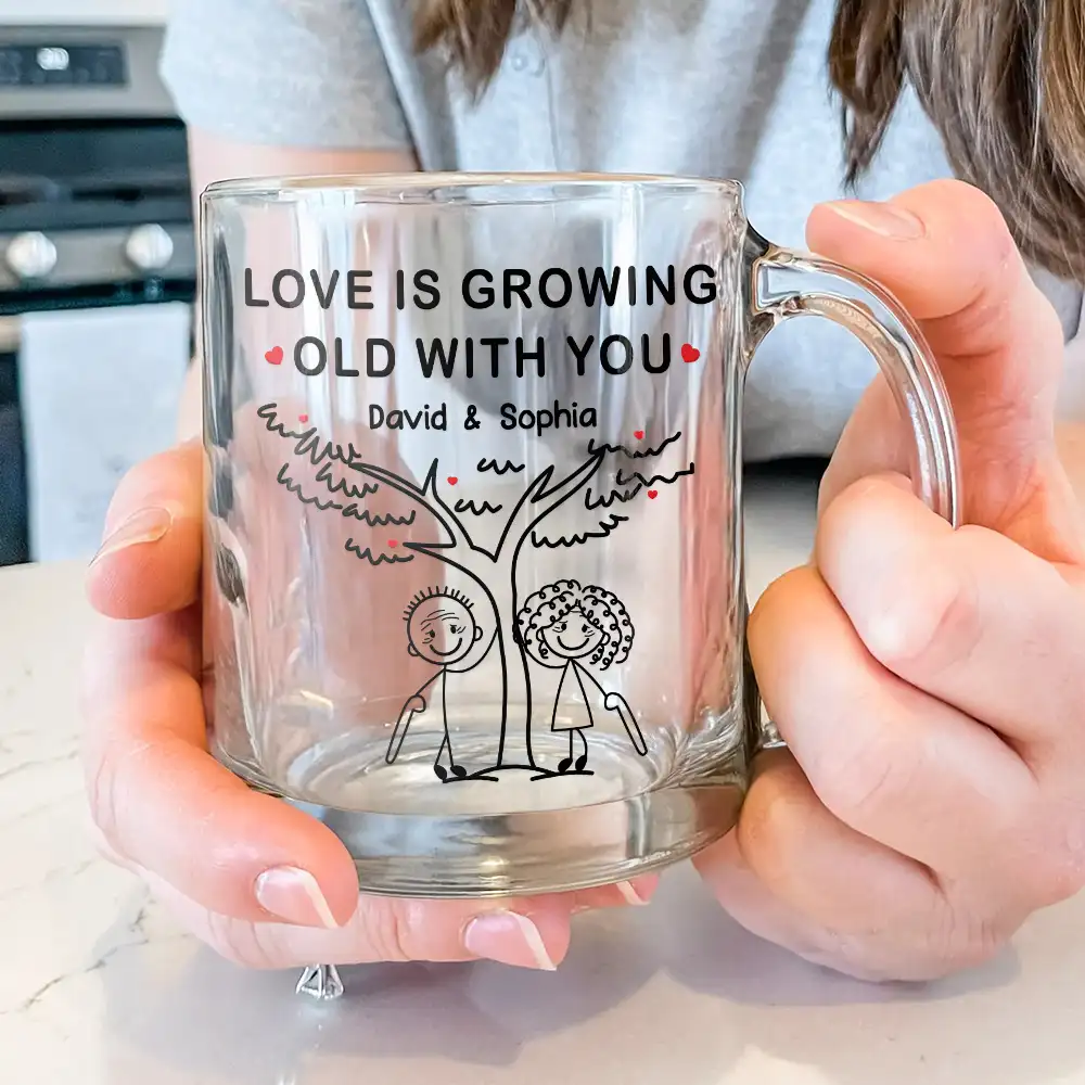 Growing Old With You - Personalized Glass Mug - Image 3