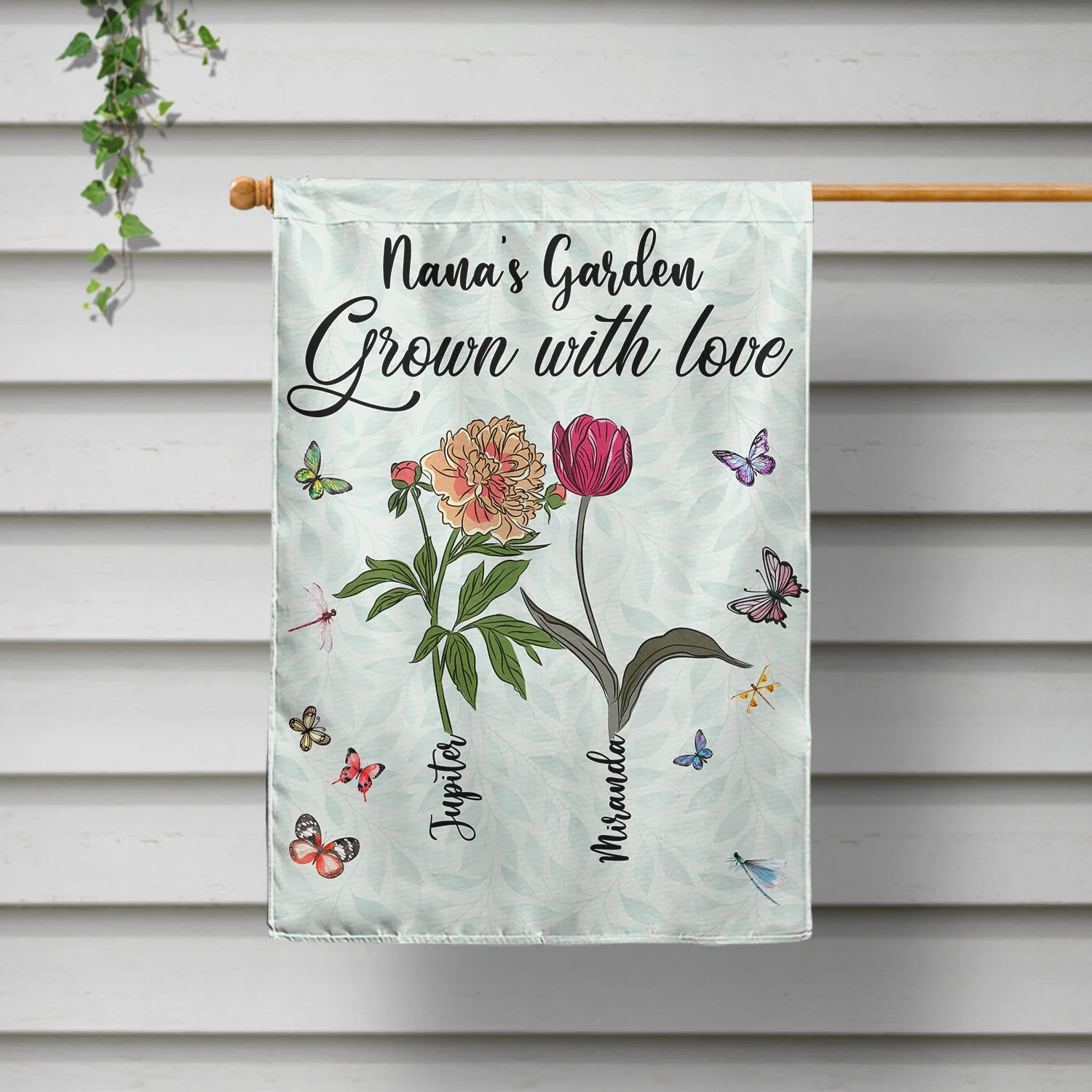 Grown With Love Garden - Birthday, Loving Gift For Mom, Mother, Grandma, Grandmother, Grandparent, Family - Personalized Custom Flag - Image 2