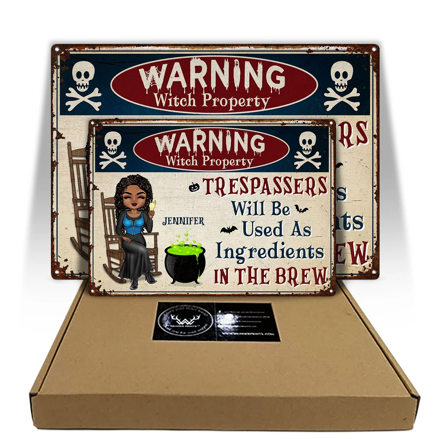 Halloween Witch Warning Trespassers Will Be Used As Ingredients - Backyard Sign, Home Decor Gift For Yourself - Personalized Classic Metal Signs - Image 5