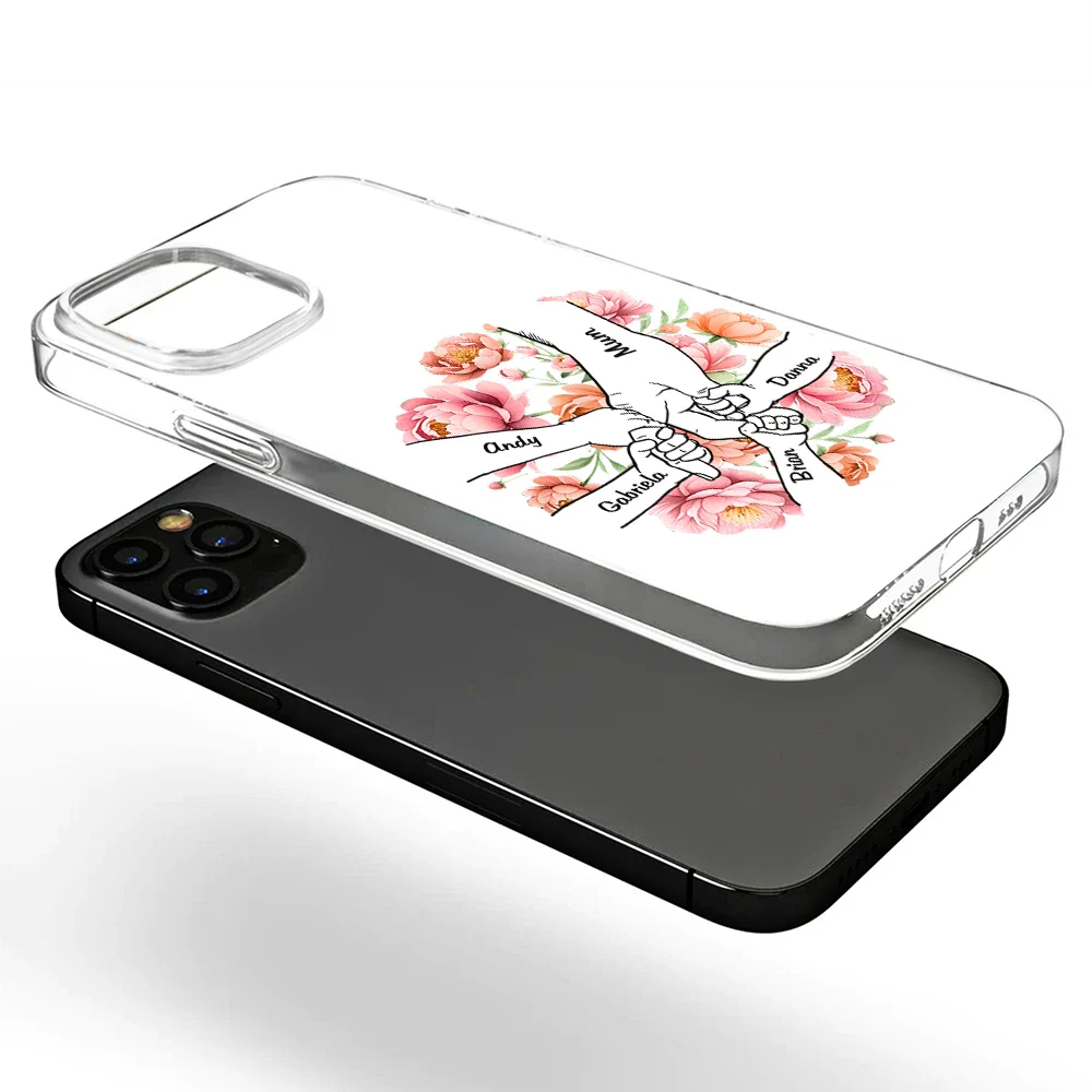 Hand In Hand Birth Flower Grandma Mom - Personalized Clear Phone Case - Image 5