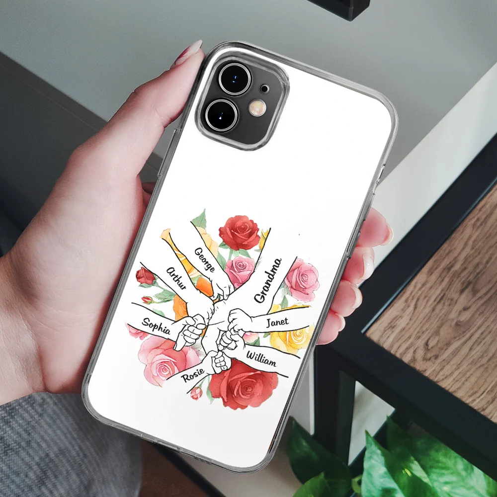 Hand In Hand Birth Flower Grandma Mom - Personalized Clear Phone Case - Image 6