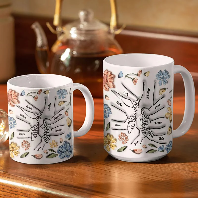 Hand In Hand, I Will Always Protect You 10 To 20 - Gift For Mom, Grandma - 3D Inflated Effect Printed Mug, Personalized White Edge-to-Edge Mug - Image 3
