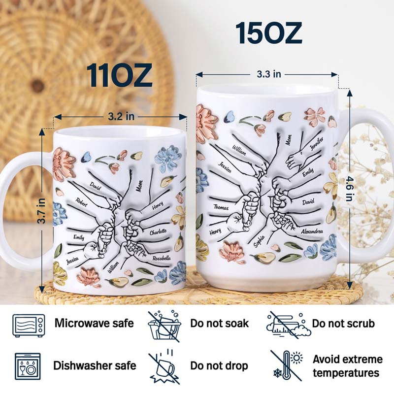 Hand In Hand, I Will Always Protect You 10 To 20 - Gift For Mom, Grandma - 3D Inflated Effect Printed Mug, Personalized White Edge-to-Edge Mug - Image 5