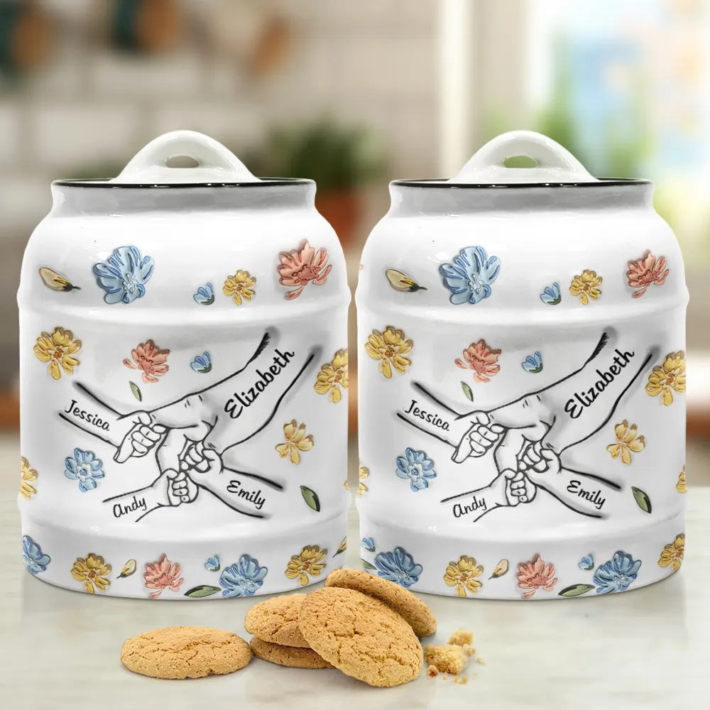 Hand In Hand, I Will Always Protect You - 3D Inflated Effect Printed Cookie Jar, Personalized Cookie Jar - Image 2
