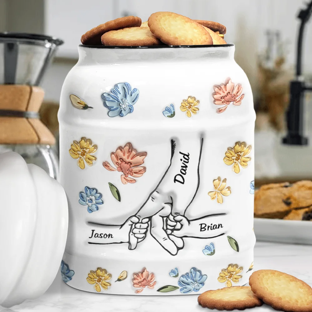Hand In Hand, I Will Always Protect You - 3D Inflated Effect Printed Cookie Jar, Personalized Cookie Jar - Image 3