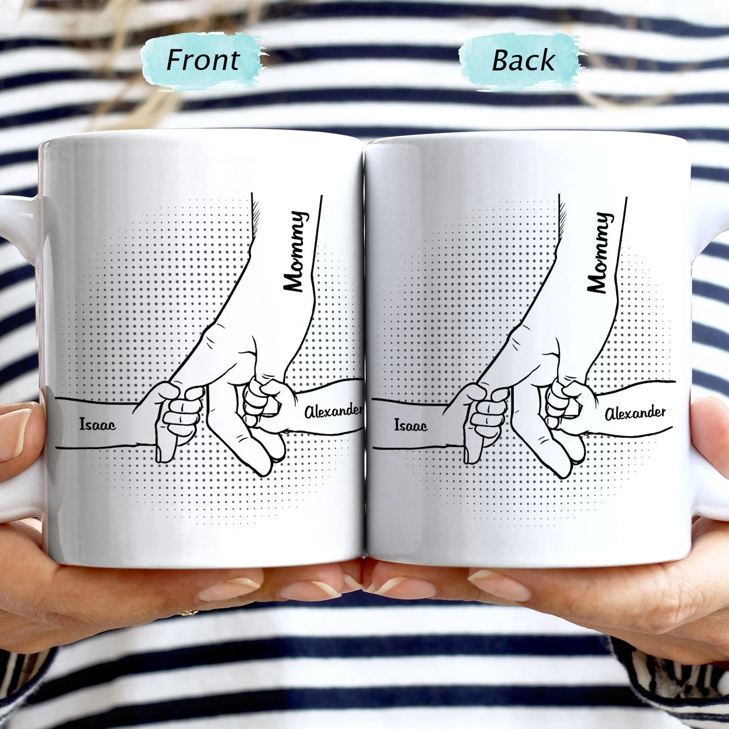 Hand In Hand, I Will Always Protect You - Birthday, Loving Gift For Mom, Dad, Papa, Nana, Grandma, Grandpa - Personalized Custom Mug - Image 3