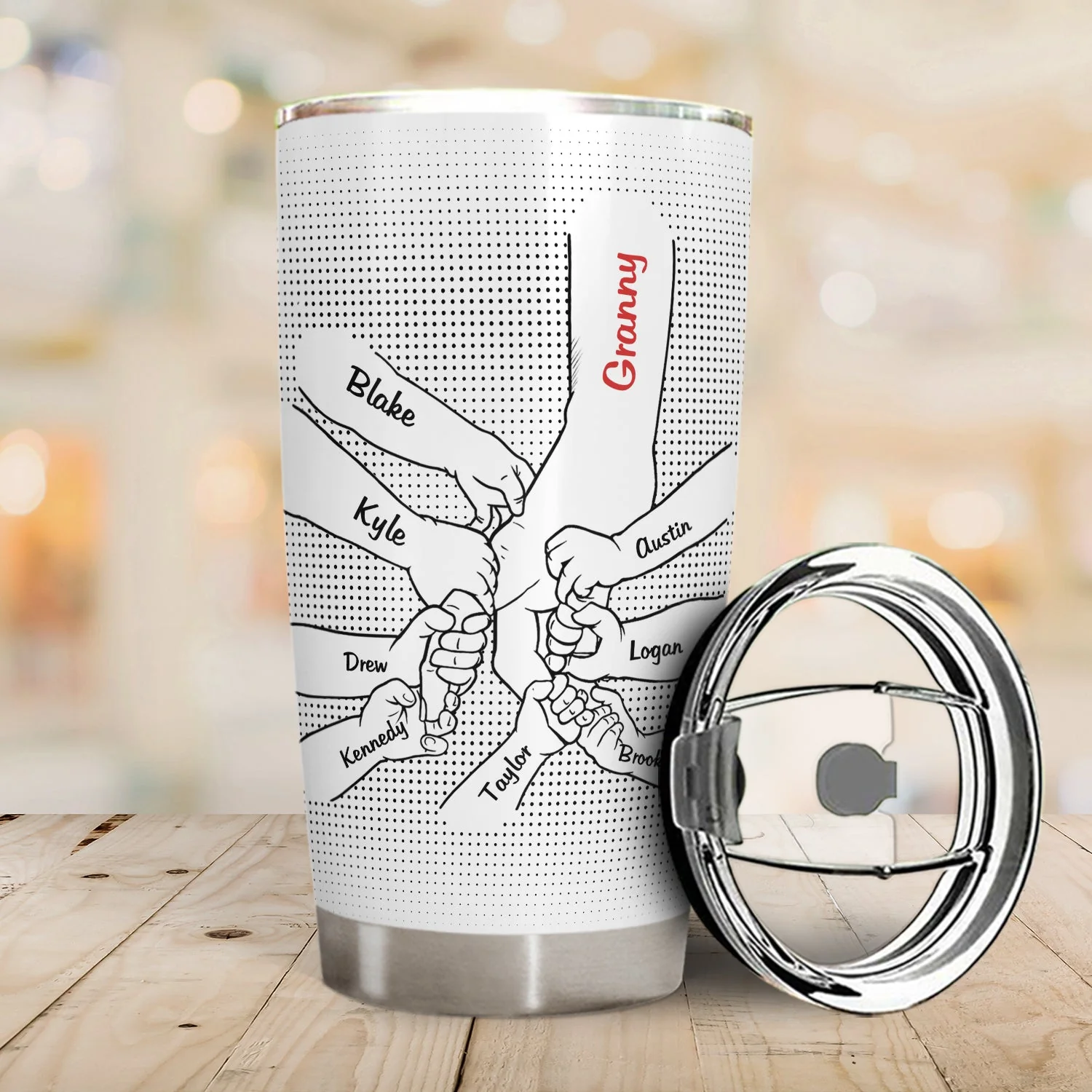 Hand In Hand, I Will Always Protect You - Birthday, Loving Gift For Mother, Father, Grandma, Grandpa, Parents, Grandparents - Personalized Custom Tumbler - Image 2
