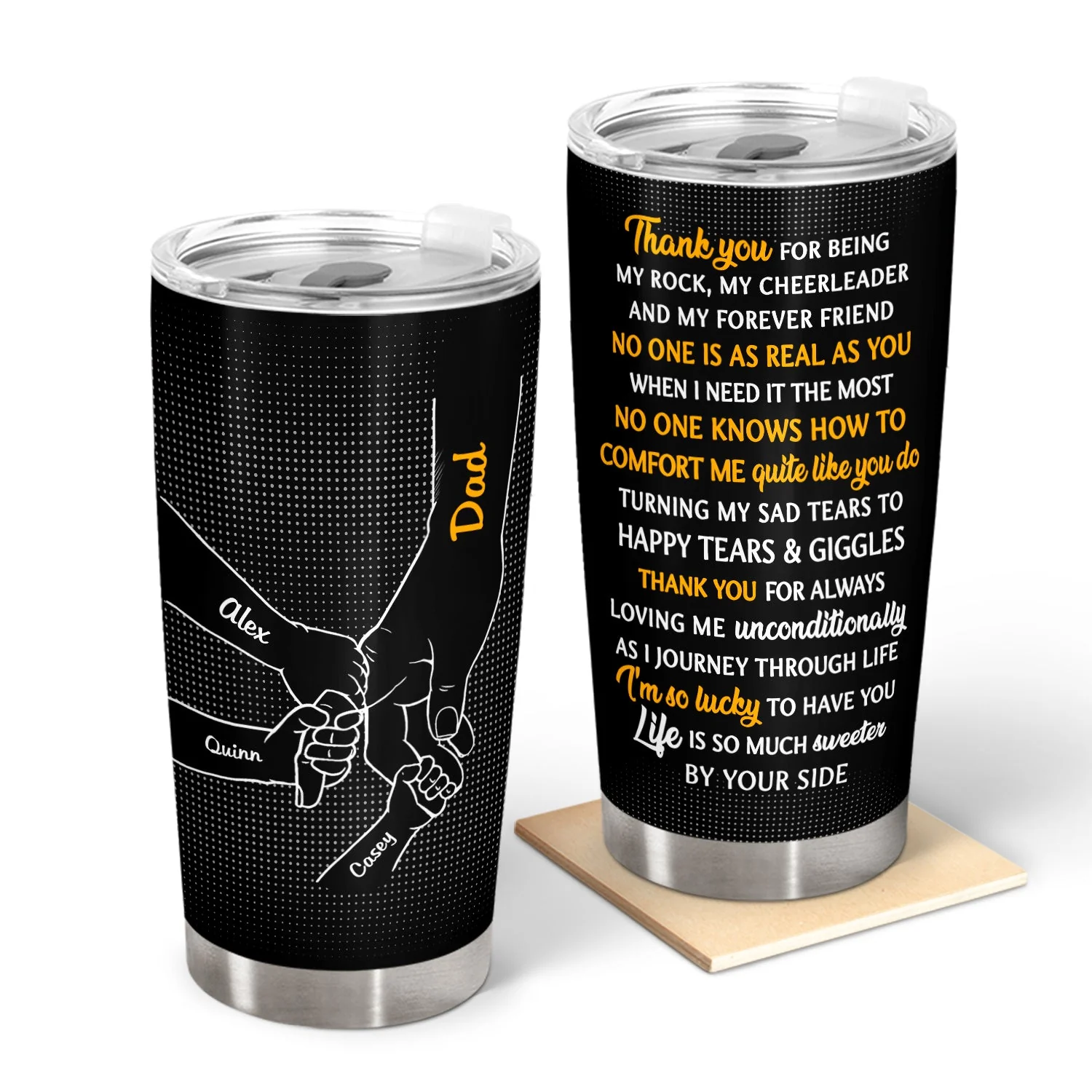 Hand In Hand, I Will Always Protect You - Birthday, Loving Gift For Mother, Father, Grandma, Grandpa, Parents, Grandparents - Personalized Custom Tumbler - Image 6