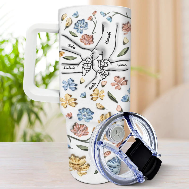 Hand In Hand, I Will Always Protect You - Gift For Mom, Grandma - 3D Inflated Effect Printed Cup, Personalized 40oz Tumbler With Straw - Image 3