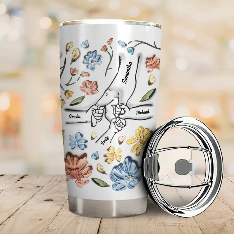 Hand In Hand, I Will Always Protect You - Gift For Mom, Grandma - 3D Inflated Effect Printed Cup, Personalized Tumbler - Image 2