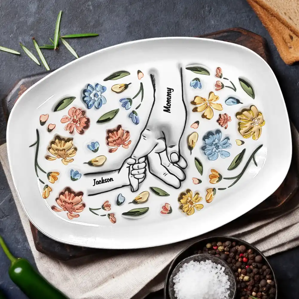 Hand In Hand, I Will Always Protect You - Gift For Mom, Grandma - 3D Inflated Effect Printed Personalized Plate - Image 2