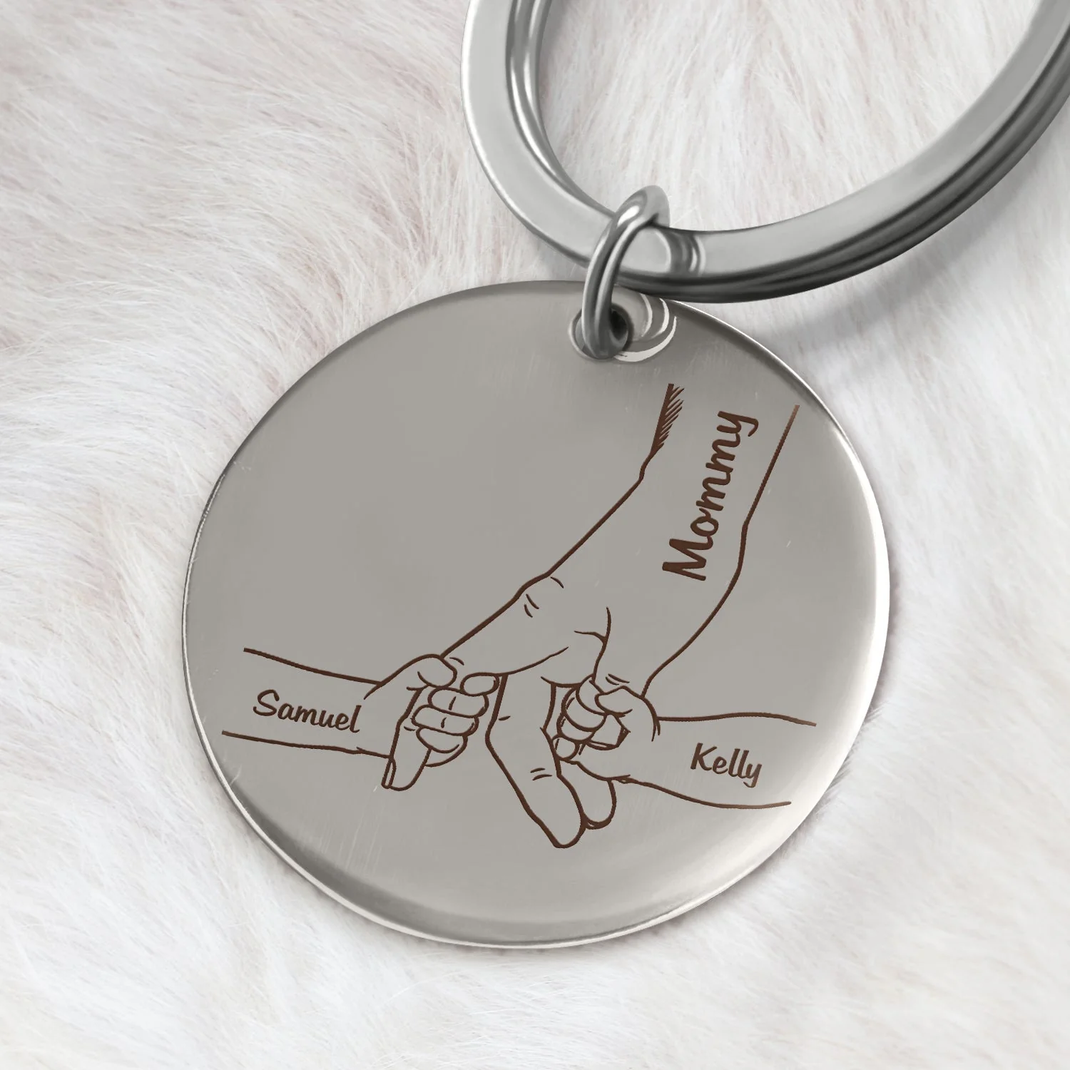 Hand In Hand, I Will Always Protect You - Gift For Mom, Grandma, Nana - Personalized Keyring - Image 2