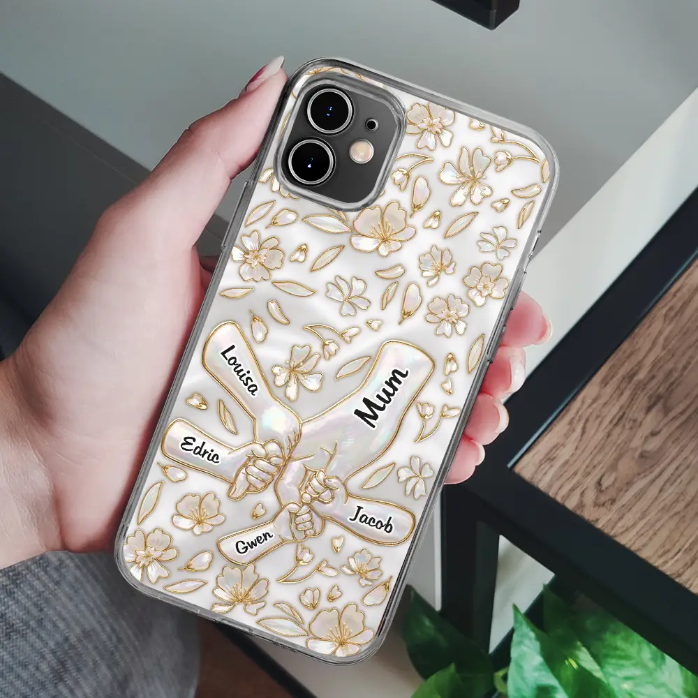 Hand In Hand Mom Grandma Nacre Effect 3D Inflated Effect Printed - Personalized Clear Phone Case - Image 6