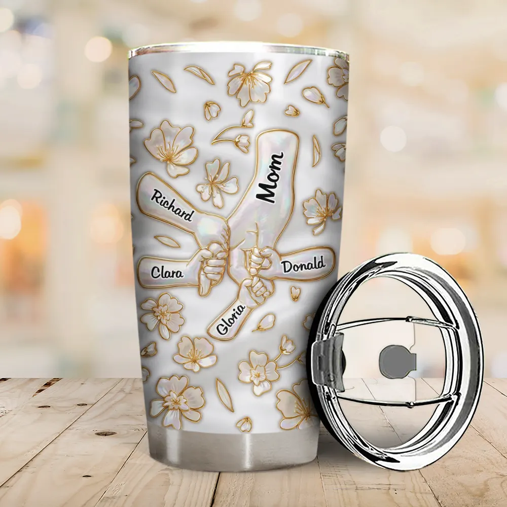 Hand In Hand Mom Grandma Nacre Effect - Personalized Tumbler - Image 2