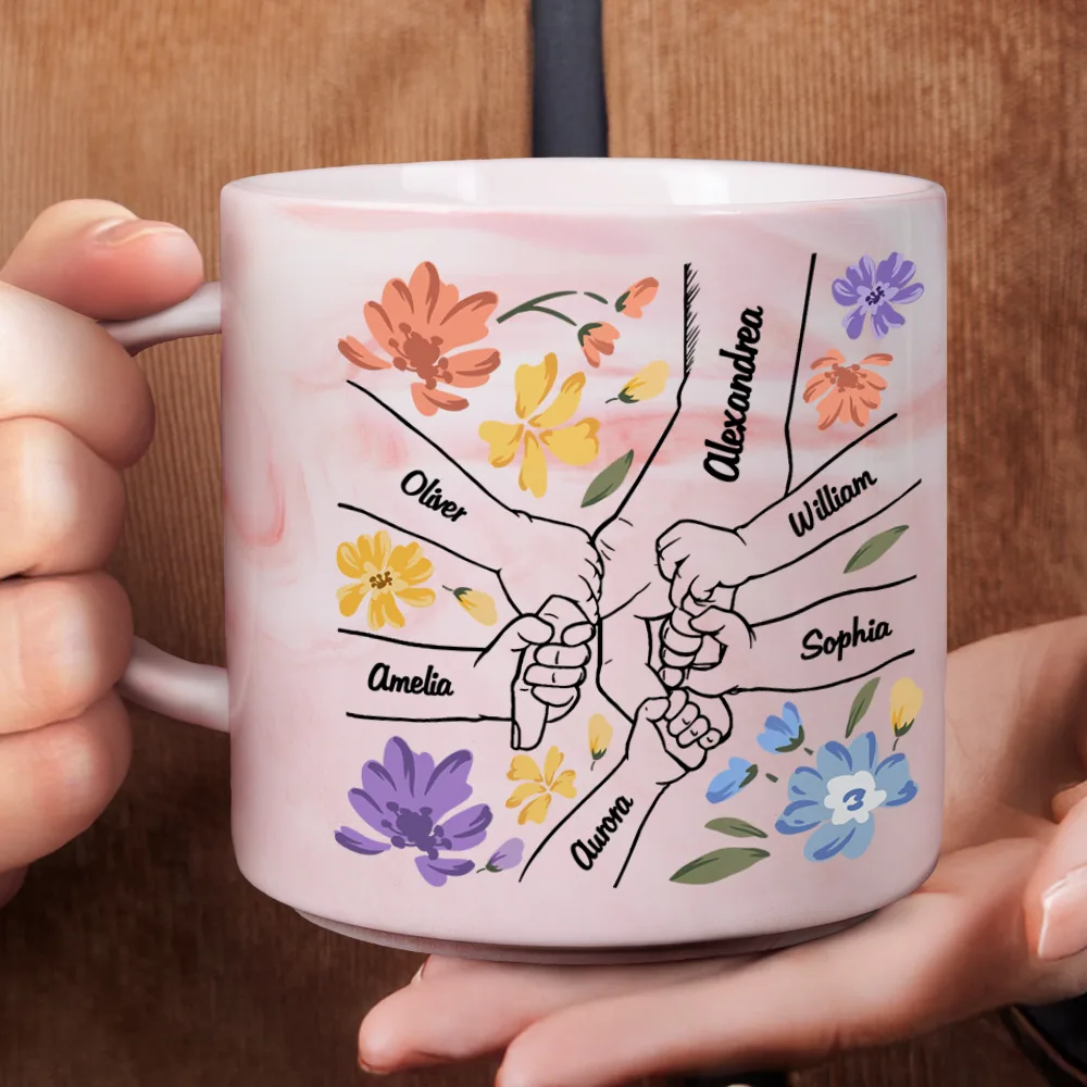 Hand In Hand Will Always Protect You Mom Nana - Personalized Marble Mug - Image 4