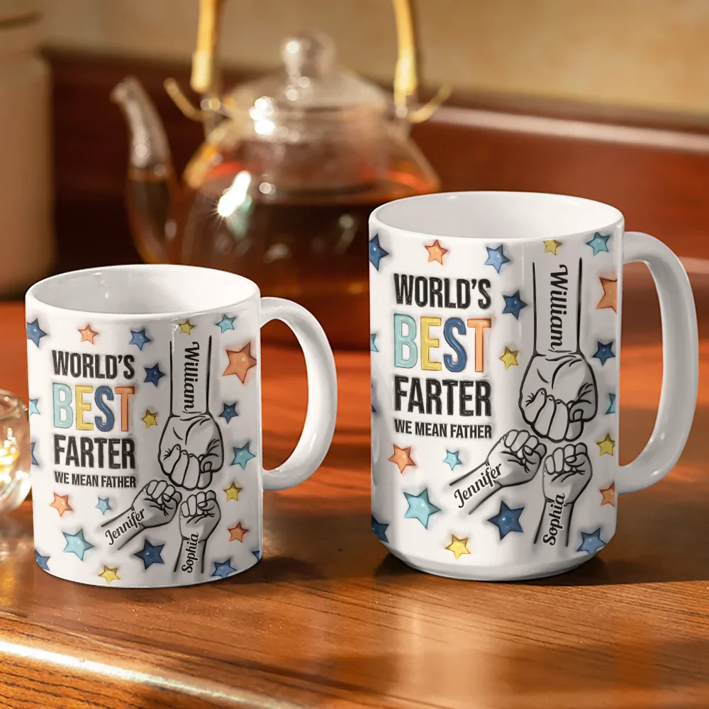 Hand Punch Best Farter I Mean Father - 3D Inflated Effect Printed Mug, Personalized White Edge-to-Edge Mug - Image 3
