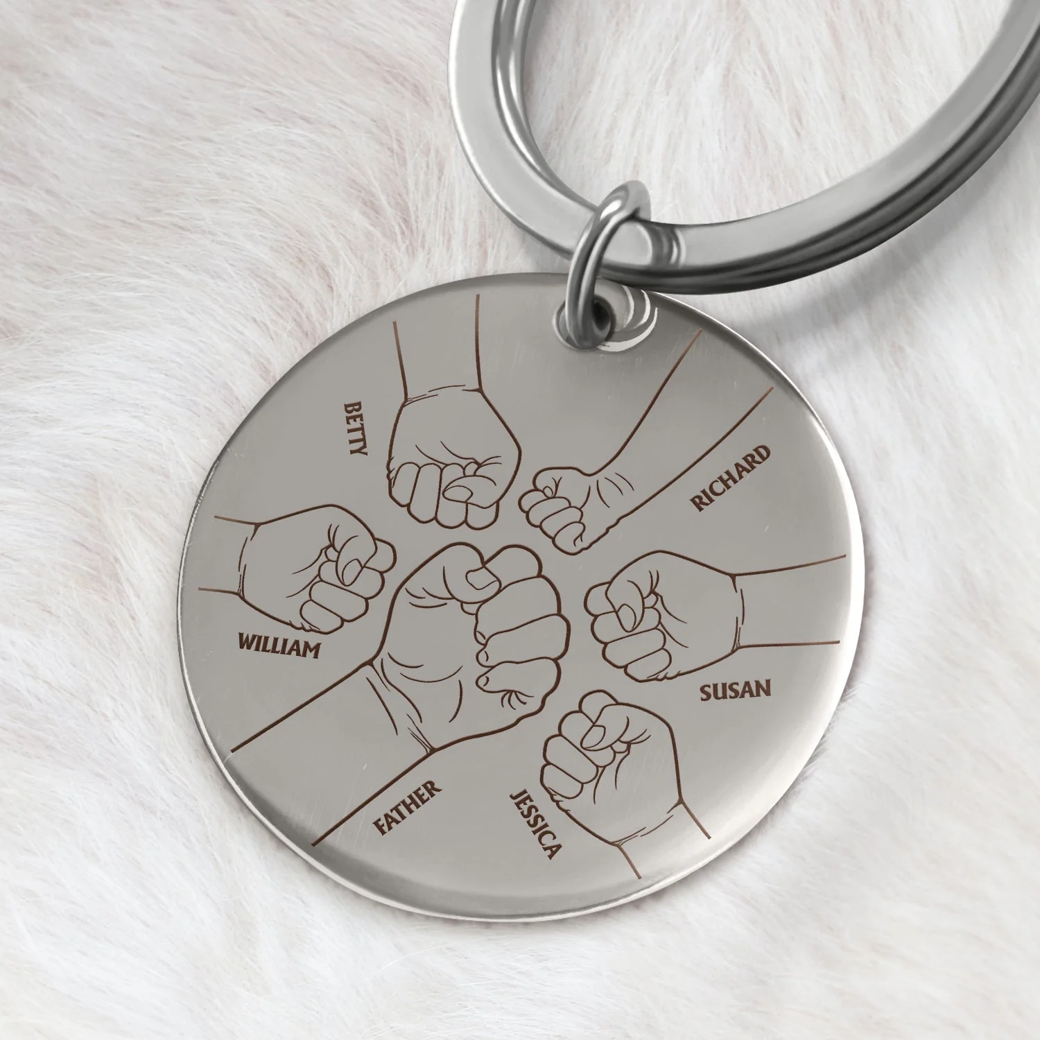 Hand Punch - Gift For Dad, Father, Mom, Mother, Grandpa, Grandma - Personalized Keyring - Image 2