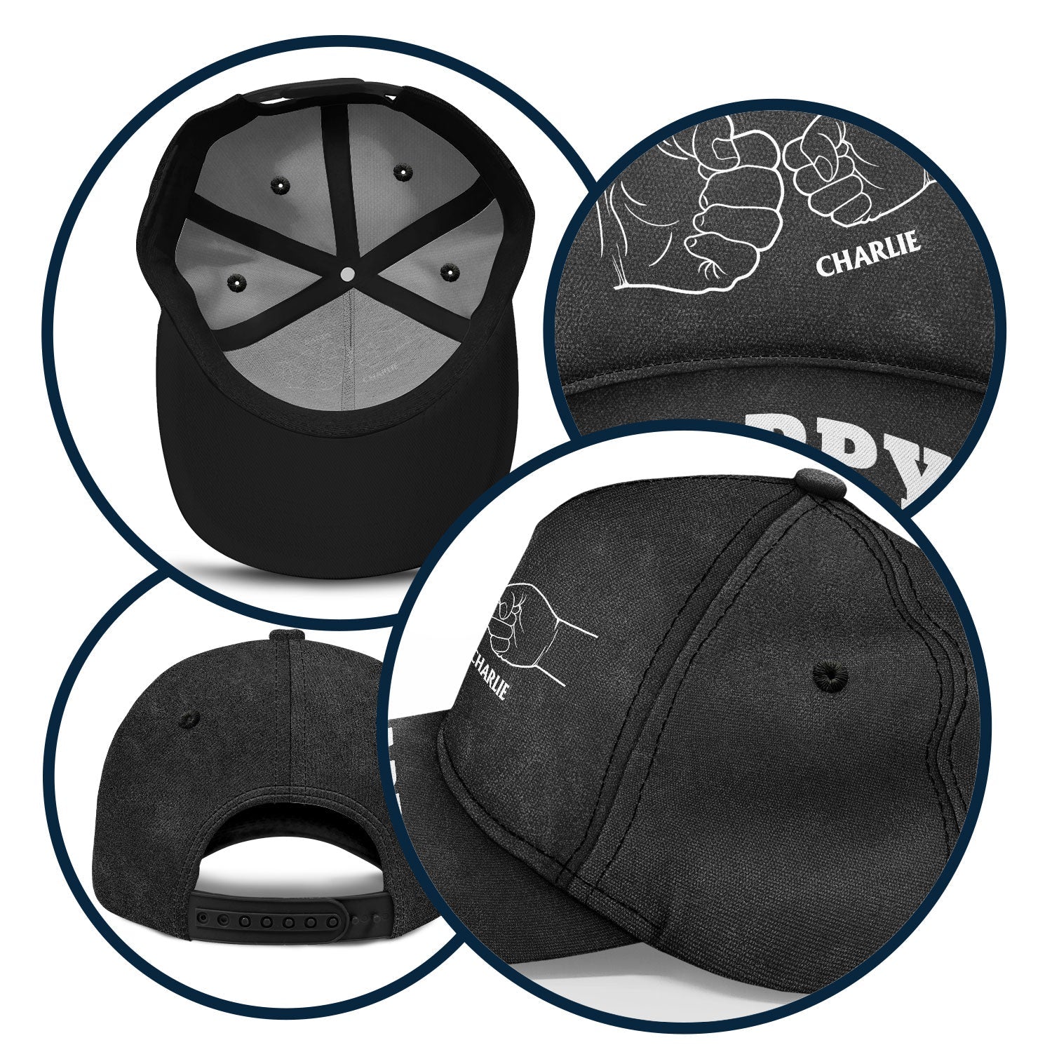 Hand Punch Line Sketch Dad Since - Personalized Classic Cap - Image 5