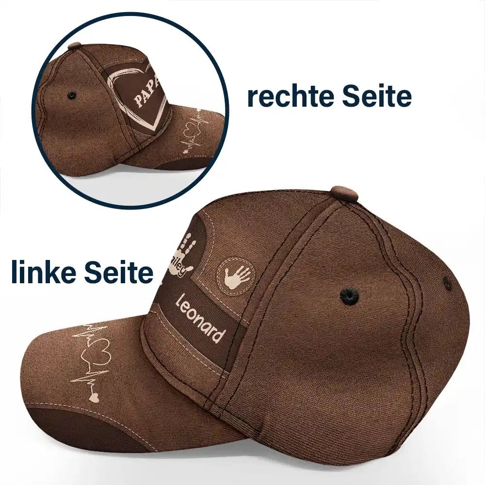 Handabdrücke Von Opa Papa Und Kindern - Personalisierte Klassische Kappe - Image 3
