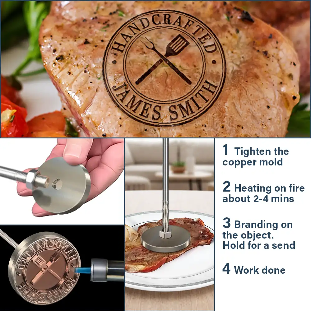 Handcrafted By - Personalized Grilling Branding Stamp - Image 4