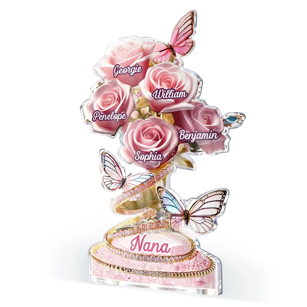 Handpicked Just For Mom Grandma 3D Crystal Effect Roses - Personalized Custom Shaped Acrylic Plaque - Image 2