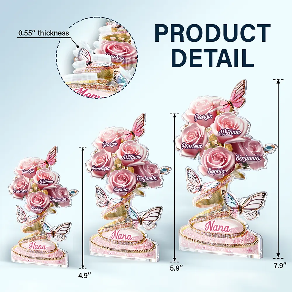 Handpicked Just For Mom Grandma 3D Crystal Effect Roses - Personalized Custom Shaped Acrylic Plaque - Image 5