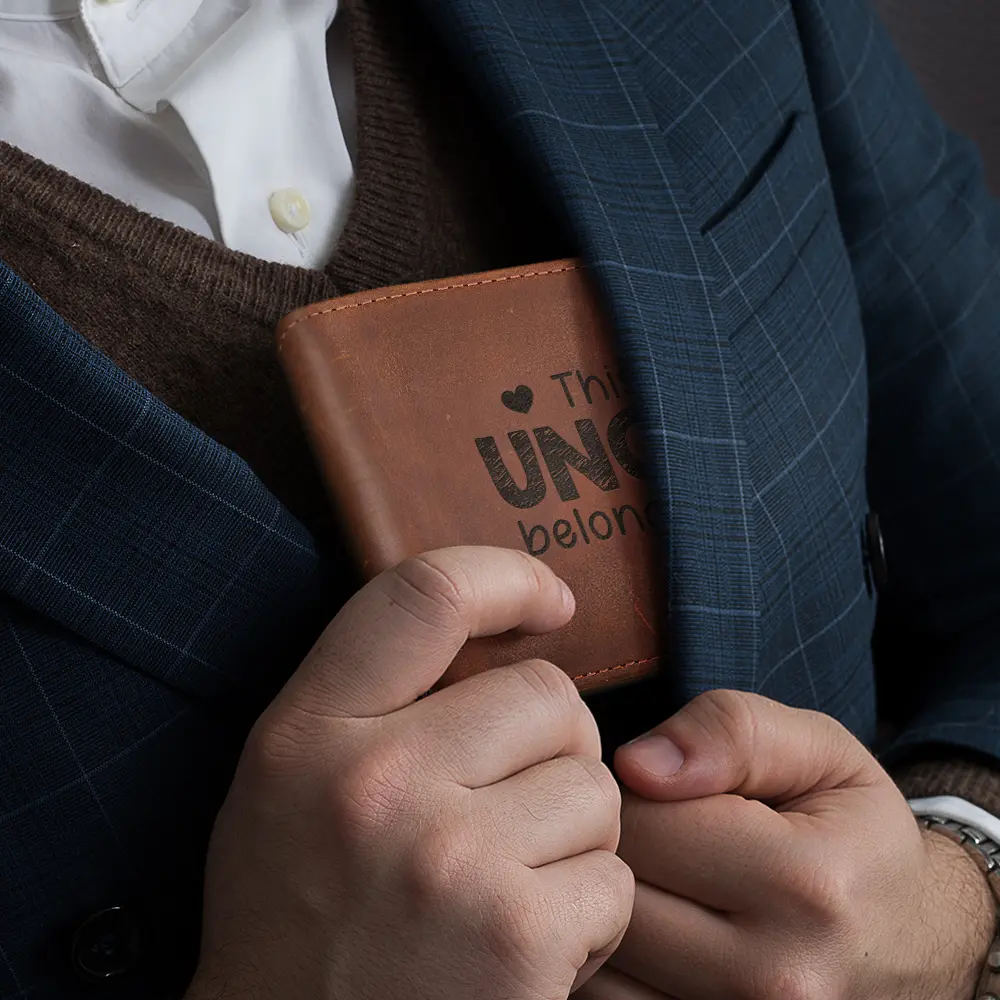 Handprints This Grandpa Daddy Belongs To - Personalized Engraved Leather Wallet - Image 4