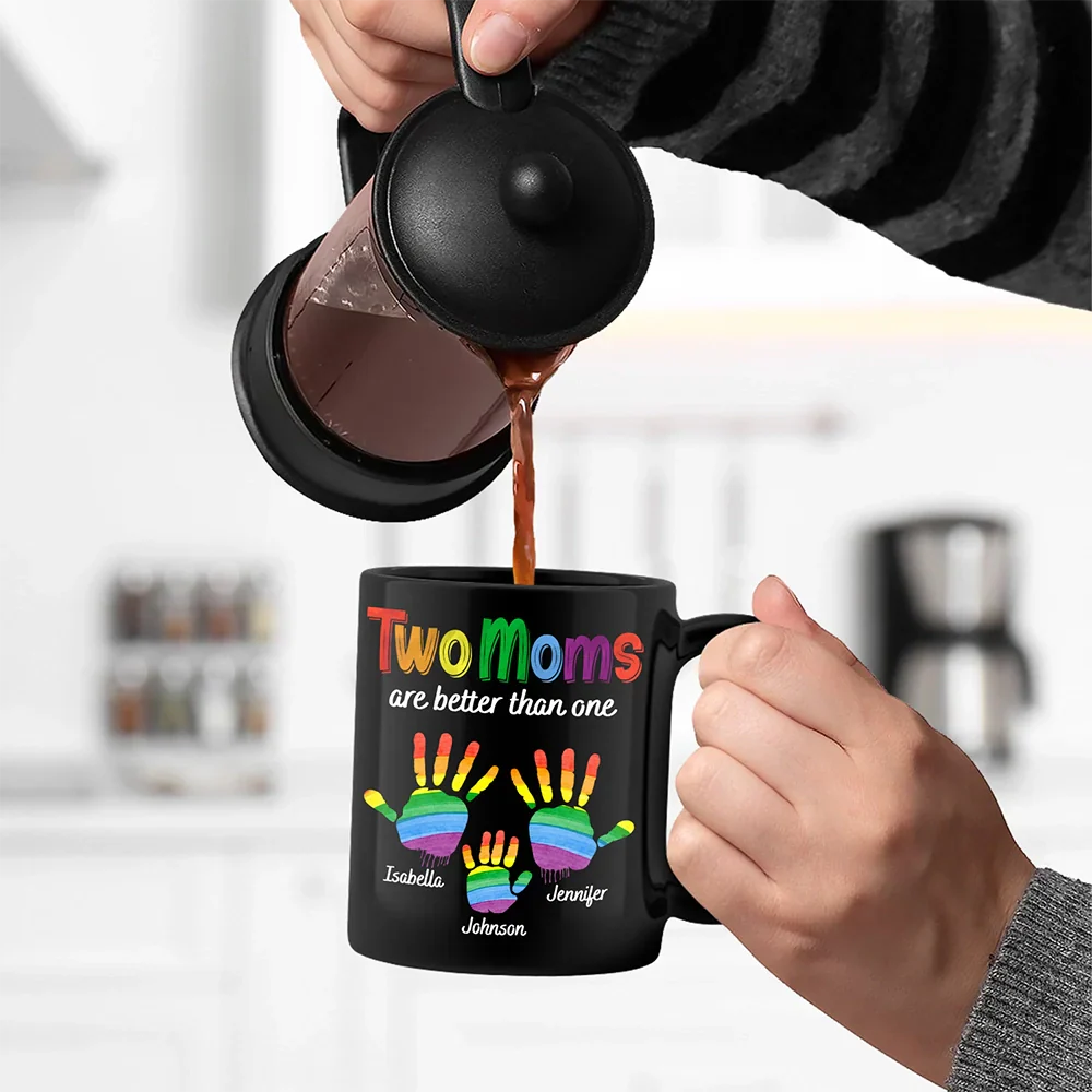 Handprints Two Are Better Than One - Personalized Black Mug - Image 5