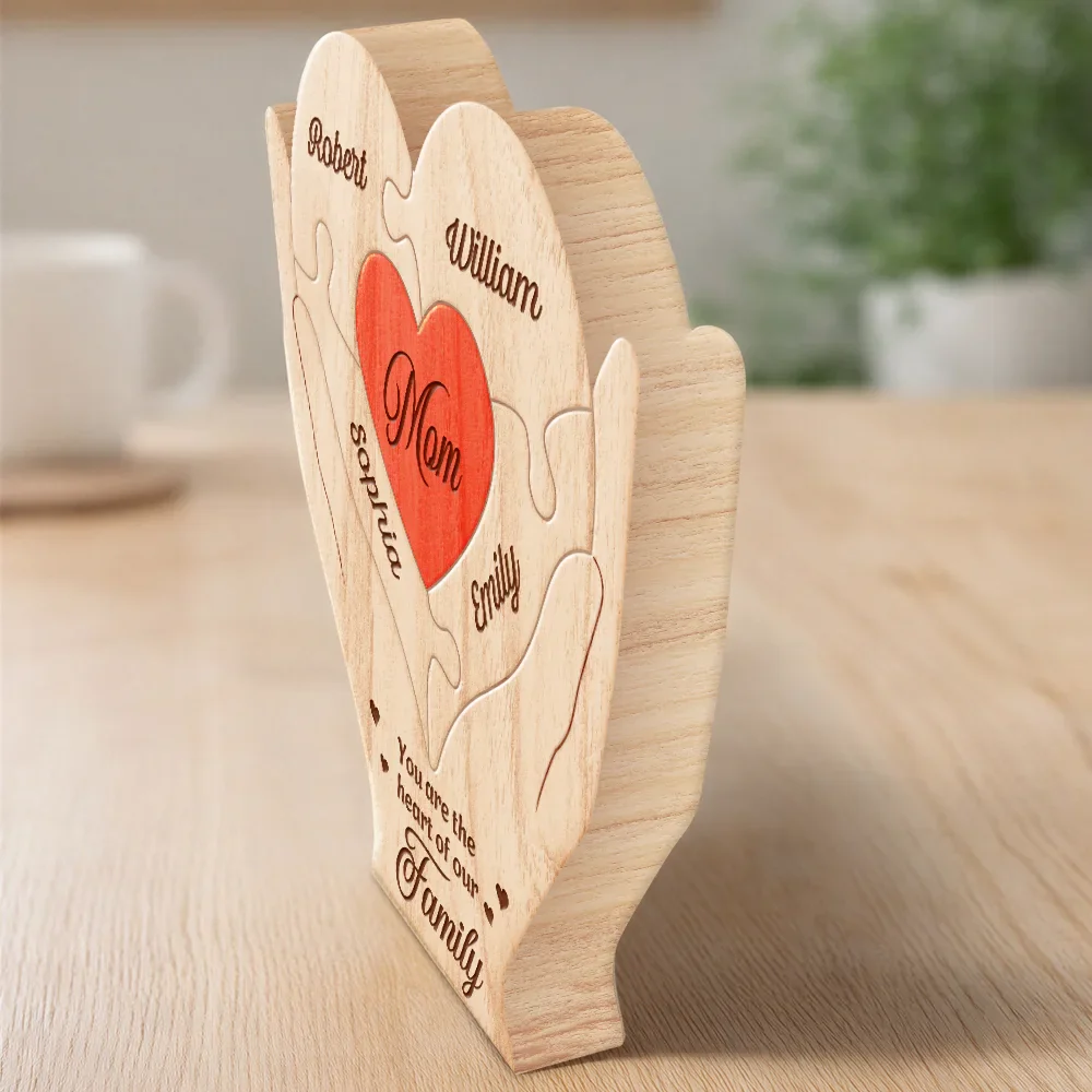 Hands Holding Heart You Are The Piece That Holds Us Together - Personalized Custom Shaped Wooden Puzzle - Image 4