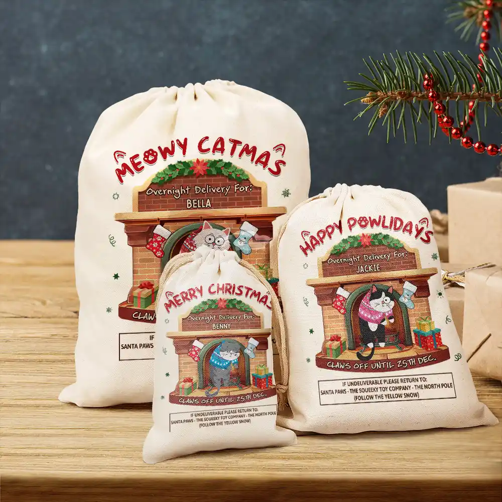 Hanging Cat Meowy Catmas - Personalized Favor Bag - Image 3