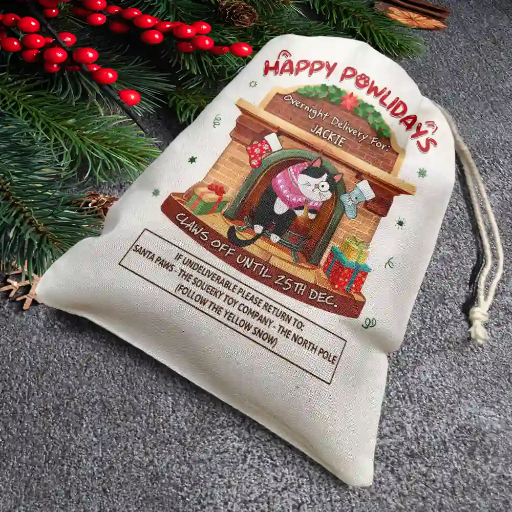 Hanging Cat Meowy Catmas - Personalized Favor Bag - Image 4