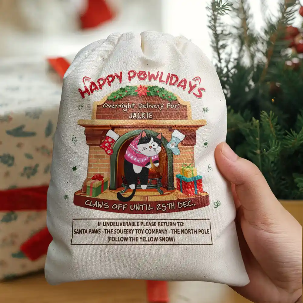 Hanging Cat Meowy Catmas - Personalized Favor Bag - Image 5