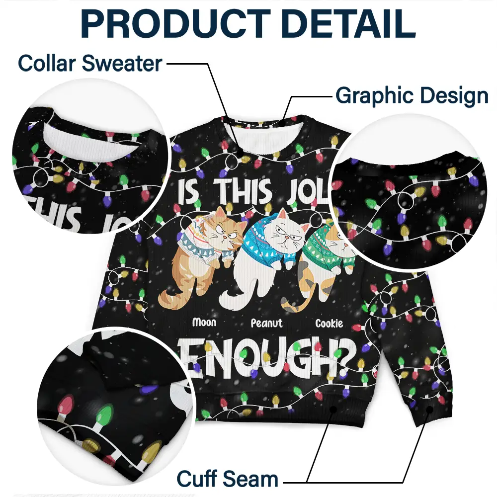 Hanging Cats Is This Jolly Enough - Personalized Unisex Ugly Sweater - Image 6