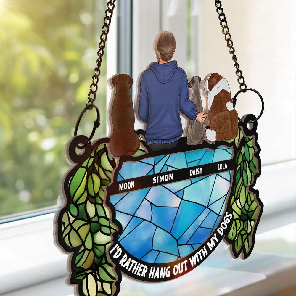 Hangout With My Dog - Personalized Window Hanging Suncatcher Ornament - Image 3