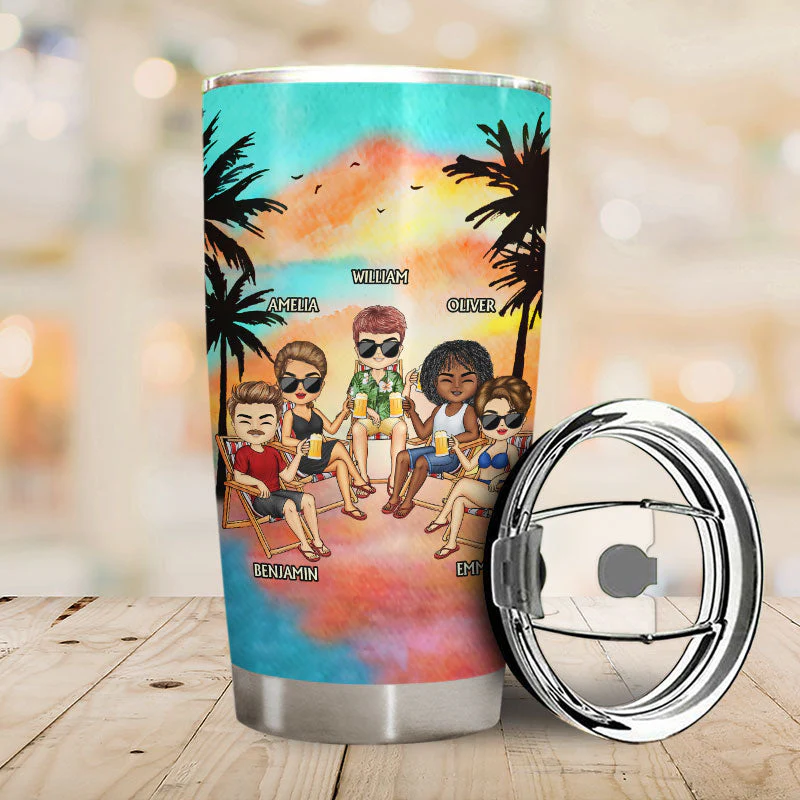 Hangovers Are Temporary But Drunk Stories Are Forever Beach Best Friends - Bestie BFF Gift - Personalized Custom Tumbler - Image 2