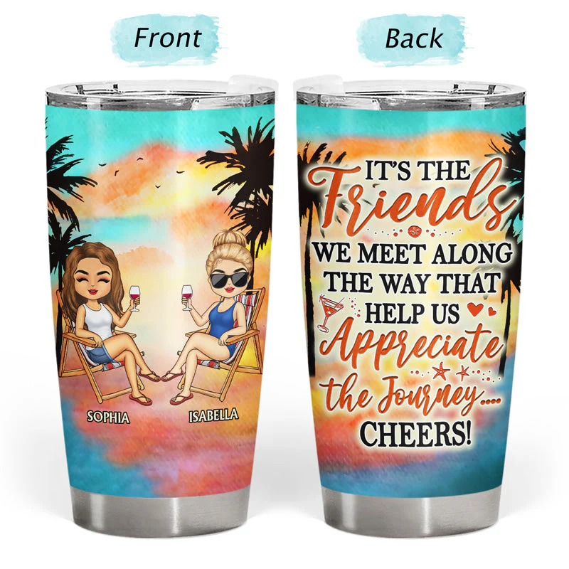 Hangovers Are Temporary But Drunk Stories Are Forever Beach Best Friends - Bestie BFF Gift - Personalized Custom Tumbler - Image 3